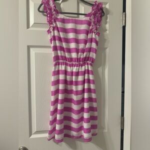 Lilly Pulitzer dress with ruffle sleeve detail.